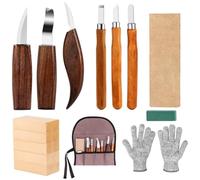 TNEDFOD Kit per intaglio del legno 20PCS, Attrezzi per Legno Set, Strumenti per intaglio del legno, Intaglio Legno Sgorbie per Legno con coltelli intaglio, blocchi di legno