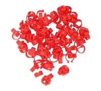 Tnfeeon 100 Pezzi Fasce per Cosce di Pollame Riutilizzabili, Clamp/Holder in Plastica PP per Identificazione con Uso Pratico per Polli Anatre Oche (Rosso #14)