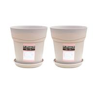 Tnfeeon 2 Pezzi Mora Flower Pots, Gallon Resin, Round Home Balcony Flower Campo con Vassoi (1)