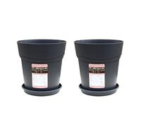Tnfeeon 2 Pezzi Mora Flower Pots, Gallon Resin, Round Home Balcony Flower Campo con Vassoi (3)