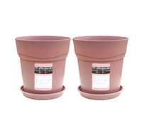 Tnfeeon 2 Pezzi Mora Flower Pots, Gallon Resin, Round Home Balcony Flower Campo con Vassoi (4)