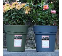 Tnfeeon 2 Pezzi Mora Flower Pots, Gallon Resin, Round Home Balcony Flower Campo con Vassoi (5)