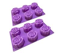 Tnfeeon 2 Pezzi Stampo in Silicone per Torta a Rosa, Stampo Rotondo a 6 Cavità per Cottura e Sapone, for e Pasticceria