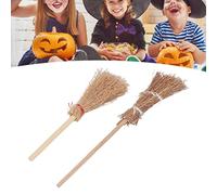 Tnfeeon 20pcs Mini Scopa Decorazione Sospesa, Mini Gocce di Goccia di Paglia Artificiale in Miniatura, Decorazione Artigianale di Paglia di Halloween Witches Accessorio, Simulazione