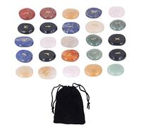 Tnfeeon 25 Pezzi di Pietre Preziose Rune Incastonate con Il Simbolo Dell'alfabeto Futhark Anziano Inciso per Il Bilanciamento del Chakra Rune con Simbolo Runa Brochure Regali di