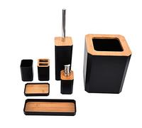 Tnfeeon Accessori per il Bagno Imposta Funzioni Durevoli per Hotel a Casa, Kit di Supporto per Spazzolino da Denti da Denti da 7 Pezzi (BLACK)