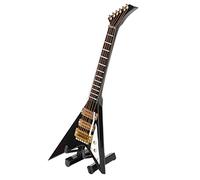 Tnfeeon Axe Heaven Chitarra Elettrica in Miniatura in Legno Naturale con Supporto e per Strumento Musicale Decorativo per Casa delle Bambole
