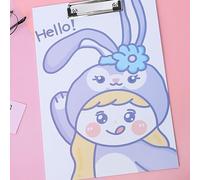 Tnfeeon Blocco Note A4 con Clip in Metallo, in Cartone Rigido, con Supporto Ispessito per Tenere Saldamente la Carta e Riporre i Fori nel Gancio, Design Luminoso a Forma di Cartone Animato, Ideale