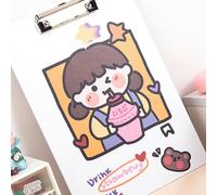Tnfeeon Blocco Note A4 con Clip in Metallo, in Cartone Rigido, con Supporto Ispessito per Tenere Saldamente la Carta e Riporre i Fori nel Gancio, Design Luminoso a Forma di Cartone Animato, Ideale