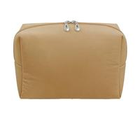 Tnfeeon Borsa per il Trucco Borsa da Toilette da Viaggio con Imbottitura in Nylon e Seta Cosmetico 18x8x14,5 Cm Doppia Leggera Spaziosa per Donne Viaggio d'affari Uso in Bagno (Abbronzatura leggera)