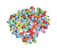 Tnfeeon Bottoni a Forma di Coccinella in Legno da 100 Pezzi Lavorazione Versatile Bordi Lisci Senza Sbavature per Borse Scrapbooking Progetti Artistici Leggero Facile da Attaccare Attività per