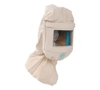 Tnfeeon Cappuccio per Sabbiatura, Casco di Sicurezza Integrato per Levigatura Lucidatura Saldatura con Valvola di Respirazione Rimovibile Tela Materiale PC Beige Design Unisex per Professionisti e