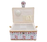 Tnfeeon Cesto di Cucito Portatile, Scatola di Stoccaggio in Tessuto Leggero con Vassoio Rimovibile e Interni Spaziosi, per la Creazione di Principianti e le Fogne Esperte in Viaggio