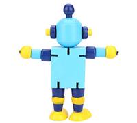 Tnfeeon Giocattoli Robot in Legno per Bambini, Design Flessibile Non Stabile, Sviluppo Educativo del Cervello per Bambini di 3-5 Anni (BLUE)