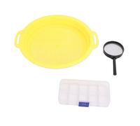 Tnfeeon Kit Portatile con Vassoio per Setacci con Lente d'ingrandimento, Scatola Portaoggetti per gli Appassionati di Miniere, per Uso Esterno, Set di Pentole per Setaccio per Oro, Set di Setaccio