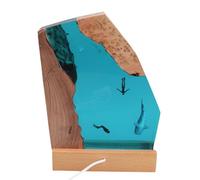 Tnfeeon Lampada da Oceano in Resina, Lampada da Comodino con Squalo Balena e Subacquei, Luce Notturna LED per Camera da Letto, Ornamenti Artistici da Scrivania, Base in Legno Massiccio