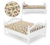 Tnfeeon Letto in Miniatura per Casa delle Bambole in Legno, Mobili Classici Moderni Realistici in Scala 1:12 per Scene Fantasiose della Sala Giochi Che Incoraggiano l'esplorazione Creativa Nelle