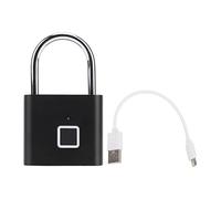 Tnfeeon Lucchetti Chiusure Lucchetto per Impronte Digitali 0,5 Secondi Sblocco Rapido IP54 Memorizza USB Ricaricabile con Luce LED a Tre Colori per Armadietti Palestra Zaini Viaggio (BLACK)