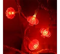 Tnfeeon Luci a Stringa di Lanterne Rosse, Luci a Stringa di Lanterne Cinesi Guscio in PVC per Cortili (Senza Nappa 3 Metri/9,8 Piedi 20 luci)
