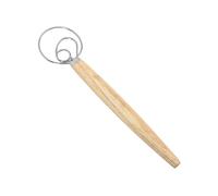Tnfeeon Miscelatore di Pane Professionale, Frusta per Impasto in Acciaio Inossidabile con Manico in Legno Resistente, Finitura a Prova di Opaco, Design Antiadere (1 occhio frusta e un raschietto)