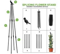 Tnfeeon Obelisco da Giardino, Torre di Supporto per Vite Vegetale Regolabile, Piante da Arrampicata Verticale per Uccelli Traliccio con 4 in Gioco in Metallo per Fagioli di Rosa di Rosa (3)