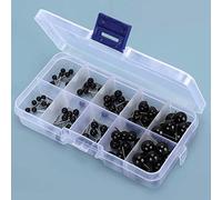 Tnfeeon Occhi di Bambola Neri Tipo Pin da 100 Pezzi, Attacco Sicuro per Rondella Facile Utilizzo Artigianale Fai-da-te Dimensioni da 0,16 a 0,39 Pollici per Creatori di Burattini per Orsacchiotti