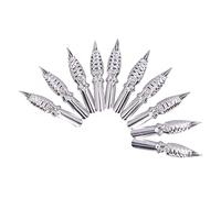 Tnfeeon Pennino per Penna per Calligrafia da 10 Pezzi, Pennini di Ricambio in Metallo per Artisti e Penna per Fumetti con Set di Immersione Obliqua per Scrivere e Disegnare (Pennino in metallo)