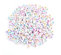 Tnfeeon Perline Colorate con Lettere, 500 Pezzi 7 Colori Perline Alfabetiche Acriliche Perline Colorate con Lettere A-Z per Braccialetti Fai-da-Te Collane Giocattoli Educativi