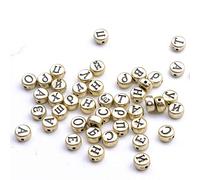 Tnfeeon Perline con Lettere Russe per la Creazione di Gioielli Personalizzati, Perline Artigianali con Alfabeto Acrilico Dorato 0,16x0,7 Pollici 100 Pezzi, Ideali per attività Educative e