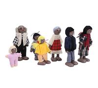 Tnfeeon Pine Family Doll Figure Toys Accessorio per la Casa delle Bambole in Miniatura per 1-7 Anni (7 burattini neri)