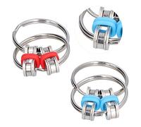 Tnfeeon Portachiavi Fidget con Catena in Acciaio Inossidabile, Design Compatto per Sollievo dall'ansia, Stili Rosso Blu, Lunghezza 4 Pollici, per Uso Adulto a Scuola, Lavoro, Casa