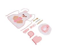 Tnfeeon Set da Chef per Bambini, Grembiule e Cappello da Cuoco con Mattarello e Cucchiaio in Legno for Gioco di Cucina e Apprendimento dei Bambini