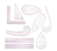 Tnfeeon Set di 9 Righelli per Abbigliamento, Righello da Sarto Multiuso in PVC con Scala Rossa Accurata per Progetti di Design di Abbigliamento, Cucito e Quilting