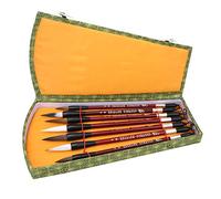 Tnfeeon Set di Penne Calligrafie per Capelli a 7 Pezzi con Manico in Legno Penna Tradizionale Cinese per Principianti e Forniture per Calligrafia a Scatola per la Pittura di Scrittura