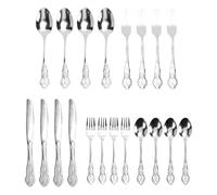 Tnfeeon Set di Posate, 20 Pezzi in Acciaio Inossidabile per 4 Persone con Stile Vintage Lucidato a Specchio, Servizio Lavabile in Lavastoviglie per 4 Persone, per Casa, Appartamento, (SILVER)