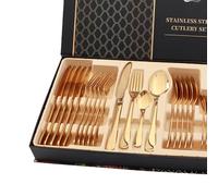 Tnfeeon Set di Posate in Acciaio Inossidabile, Elegante Finitura a Specchio, Posate da 24 Pezzi per Uso Domestico e Ristorante, Lavabili in Lavastoviglie, Design Versatile per la Cena di Tutti i (#2)