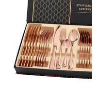 Tnfeeon Set di Posate in Acciaio Inossidabile, Elegante Finitura a Specchio, Posate da 24 Pezzi per Uso Domestico e Ristorante, Lavabili in Lavastoviglie, Design Versatile per la Cena di Tutti i (#3)