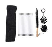 Tnfeeon Set di Spazzole per Camini da 24 Piedi con Aste Flessibili Pieghevoli a 45° Kit Professionale per Pulizia e Spazzamento del Camino per Proprietari di Case Fai-da-te (Testina da 15 cm)