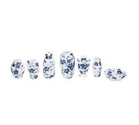 Tnfeeon Set di Vasi per Decorazione di Case per Bambole 7 Pezzi, Simulazione di Porcellana Blu E Bianca di Simulazione Squisita 1:12 Dollhouse