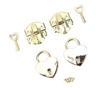Tnfeeon Set Lucchetti con Chiusura a Scatto per Scatola di Legno, Design in Lega di Zinco, Lucchetti a Forma di Cuore con Chiavi per Scatole di Legno Vintage e Oggetti Artigianali (YELLOW)