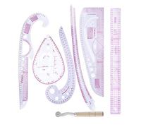 Tnfeeon Set Professionale di Righelli da Cucito da 7 Pezzi per Modellistica, Design di Indumenti, Strumenti di Misurazione in PVC Trasparente, Designer, Artigiani Fai da Te, Modello