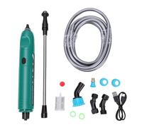 Tnfeeon Spruzzatore Elettrico Alimentato a Batteria con Bacchetta Telescopica Spruzzatore da Giardino Ricaricabile 2000mAh Tubo da 16,4 Piedi 3 Ugelli per Irrigazione del Prato (GREEN)