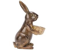 Tnfeeon Statua da Giardino in Resina di Coniglio, Statuetta in Bronzo per Mangiatoia per Uccelli, Scultura Realistica di Animali 5,71 X 3,15 X 8,03 Pollici per Cortile, Patio, Cortile, Casa, Giardino,