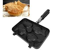 Tnfeeon Taiyaki Pan Antiaderente Waffle Maker a Forma di Pesce, Doppi Piatti in Alluminio per 4 Torte Domestica Fai da Te Dessert per Feste