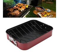 Tnfeeon Teglia Antiaderente con Griglia, Teglia in Acciaio Al Carbonio da 16,3 X 12,6 X 3,1 Pollici, Facile da Pulire, Ideale per Feste Festive e Arrosti di Tutti i Giorni