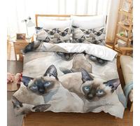 TNFHSOFT 3D Copripiumini Siamese Set Di Biancheria Da Letto Decorazione Cute Gatto Stellate Per Interni, Regali Per Bambini Adulti King（220x240cm）