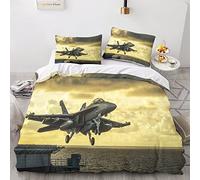 TNFHSOFT Aereo da combattimento Copripiumino Stampato in 3D Di Federe Set Con Chiusura A Cerniera Set Di Copripiumini Doppio Antiallergico Dal Design Unico Set Da 3 Pezzi Double（200x200cm）