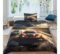 TNFHSOFT Auto da corsa Copripiumino 3D Stampato Per Camera Da Letto Auto sportive Morbida Microfibra,Set Completo Con Federe Cuscino,Regalo Perfetto Per Occasioni Speciali,Single（135x200cm）