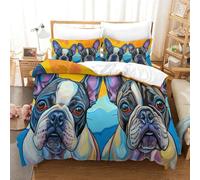 TNFHSOFT Bulldog Set Copripiumino Letto Singolo 3D Stampato Ideale Per Bambini E Ragazzi - Morbida Microfibra Completo Di Federe Cuscino,Single（140x200cm）