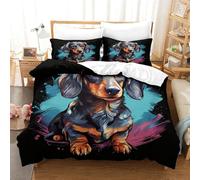 TNFHSOFT Cane bassotto Bedding Set Copripiumino 3D Stampato Microfibra Morbida,Completo Di Federe Cuscino,Adatto Per Tutte Le Età,Single（140x200cm）